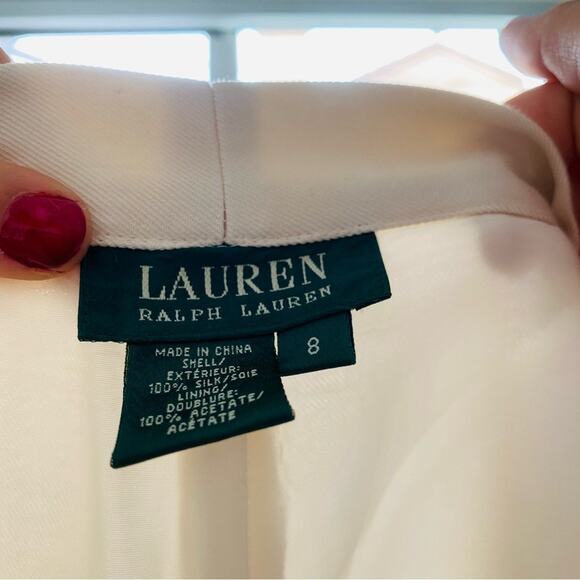 VINTAGE RALPH LAUREN Cream White High Rise Button Wide Leg Flare Trouser Pants 8 - Picture 5 of 8